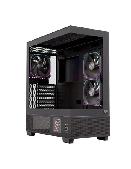 Caja ordenador gaming einarex s501d atx rgb cristal templado negra