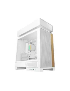 Caja ordenador gaming deepcool cl6600 wh atx rgb cristal templado blanca y madera