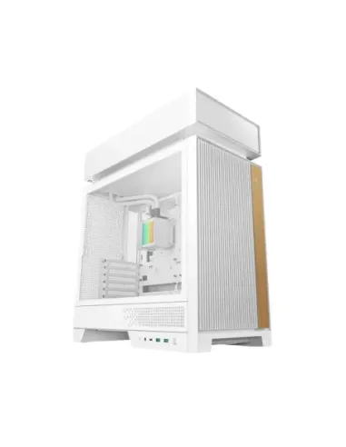 Caja ordenador gaming deepcool cl6600 wh atx rgb cristal templado blanca y madera