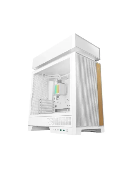 Caja ordenador gaming deepcool cl6600 wh atx rgb cristal templado blanca y madera
