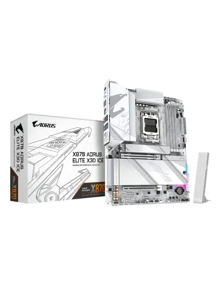 GIGABYTE X870 AORUS ELITE X3D ICE Placa Base - Compatible con procesadores AMD Ryzen 9000, VRM digital de 16+2+2 fases, hasta