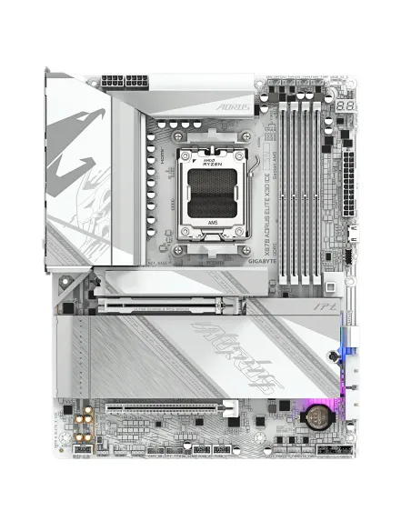 GIGABYTE X870 AORUS ELITE X3D ICE Placa Base - Compatible con procesadores AMD Ryzen 9000, VRM digital de 16+2+2 fases, hasta