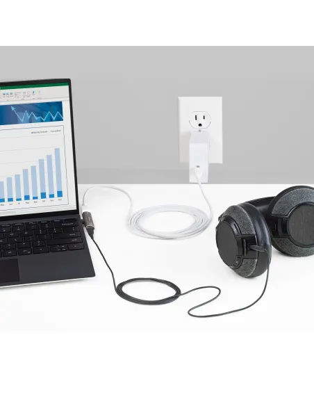 StarTech.com Adaptador de Audio y Carga USB-C - Adaptador de Audio USB Tipo C con USB-C para Auriculares con Micrófono y Pass