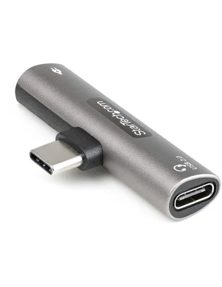 StarTech.com Adaptador de Audio y Carga USB-C - Adaptador de Audio USB Tipo C con USB-C para Auriculares con Micrófono y Pass