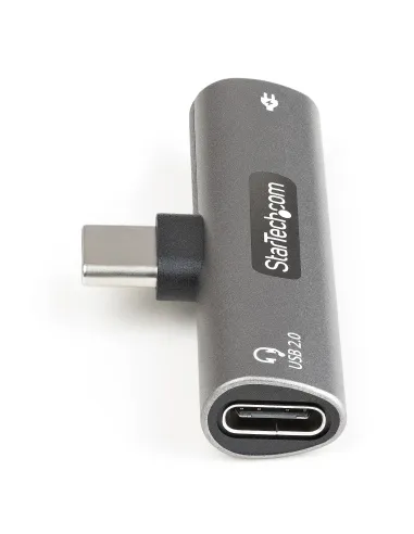 StarTech.com Adaptador de Audio y Carga USB-C - Adaptador de Audio USB Tipo C con USB-C para Auriculares con Micrófono y Pass