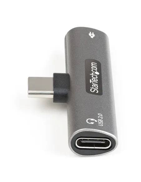 StarTech.com Adaptador de Audio y Carga USB-C - Adaptador de Audio USB Tipo C con USB-C para Auriculares con Micrófono y Pass