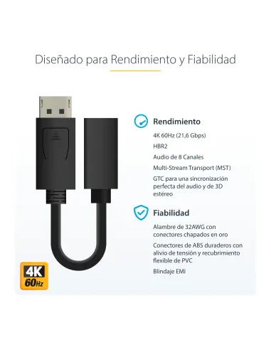 StarTech.com Cable de 15cm DisplayPort a Mini DisplayPort - de Vídeo 4K x 2K UHD - Cable de Extensión DP a mDP 1.2