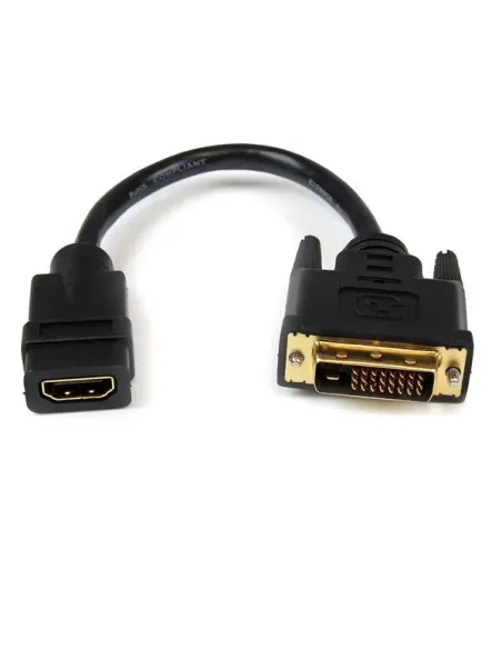 StarTech.com Adaptador de 20cm HDMI a DVI - DVI-D Macho - HDMI Hembra - Cable Conversor de Vídeo - Negro