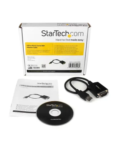StarTech.com Cable 0,3m USB a Puerto Serie Serial RS232 DB9 con Retención del Puerto de Asignación COM