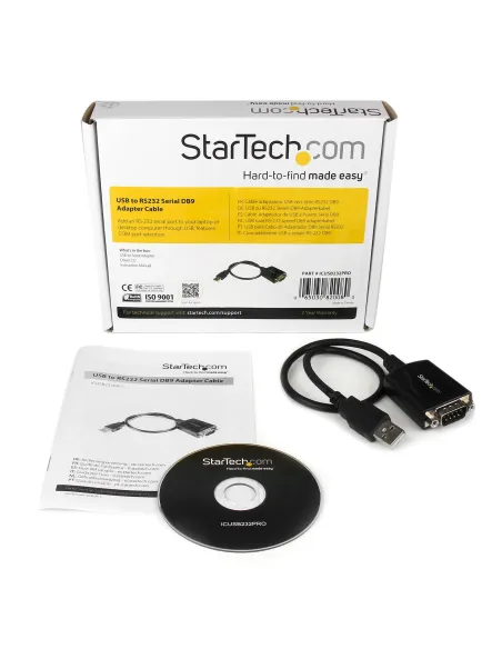 StarTech.com Cable 0,3m USB a Puerto Serie Serial RS232 DB9 con Retención del Puerto de Asignación COM