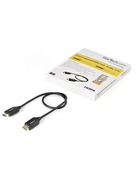 StarTech.com Cable de 50cm HDMI 2.0 Certificado Premium con Ethernet - HDMI de Alta Velocidad Ultra HD de 4K a 60Hz HDR10 -