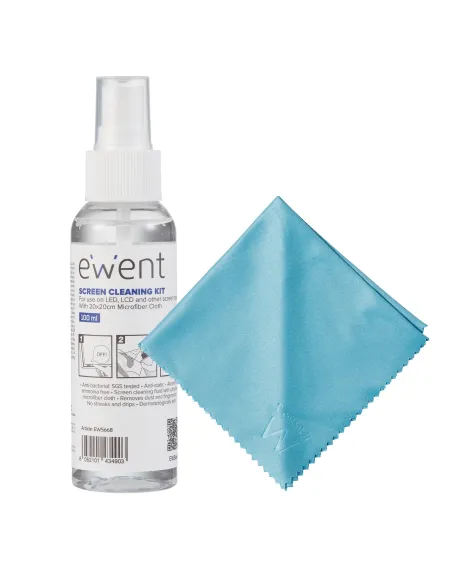 Ewent EW5668 kit de limpieza para computadora Pantallas   Plásticos, Universal Kit de limpieza para equipos 100 ml