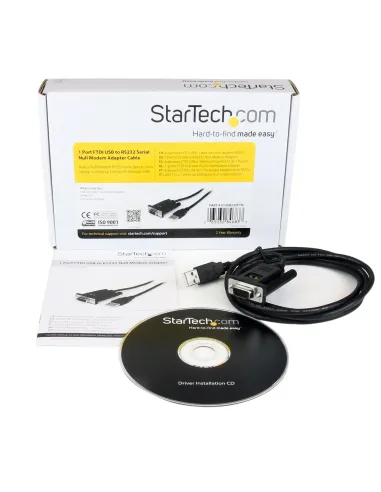 StarTech.com Cable Adaptador de 1 Puerto USB a Módem Nulo Null DB9 RS232 Serie DCE con FTDI