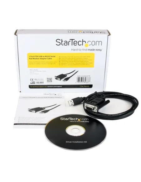 StarTech.com Cable Adaptador de 1 Puerto USB a Módem Nulo Null DB9 RS232 Serie DCE con FTDI