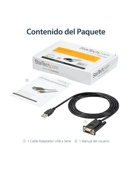 StarTech.com Cable Adaptador de 1 Puerto USB a Módem Nulo Null DB9 RS232 Serie DCE con FTDI