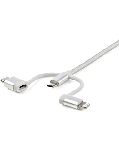 StarTech.com Cable Trenzado de 1m USB a Lightning USB-C y Micro USB - Cable Cargador para Teléfono Móvil iPhone iPad Tablet