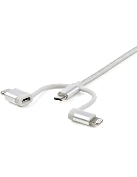 StarTech.com Cable Trenzado de 1m USB a Lightning USB-C y Micro USB - Cable Cargador para Teléfono Móvil iPhone iPad Tablet