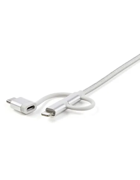 StarTech.com Cable Trenzado de 1m USB a Lightning USB-C y Micro USB - Cable Cargador para Teléfono Móvil iPhone iPad Tablet