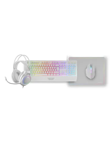 Mars Gaming MCP124PRO, Combo Gaming 4en1, Teclado RGB H-Mech con Reposamuñecas, Ratón RGB 3200DPI y Switches HUANO, Auriculares