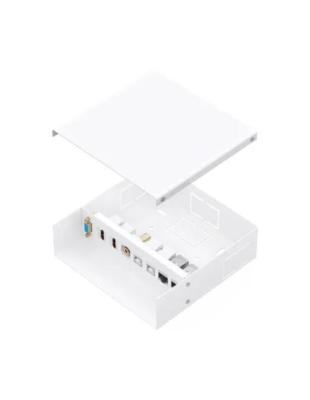 AISENS Caja de Conexiones VGA+Jack 3.5+2xHDMI+2xUSB-B+2xRJ45 Cat.6A STP, Blanco