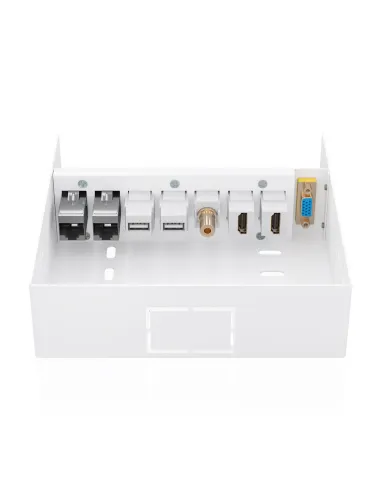 AISENS Caja de Conexiones VGA+Jack 3.5+2xHDMI+2xUSB-B+2xRJ45 Cat.6A STP, Blanco