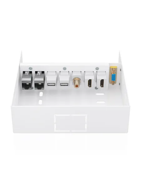 AISENS Caja de Conexiones VGA+Jack 3.5+2xHDMI+2xUSB-B+2xRJ45 Cat.6A STP, Blanco