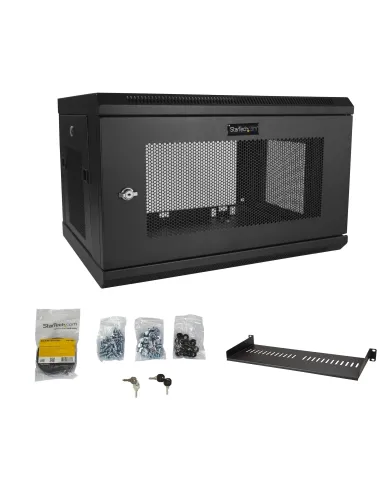StarTech.com Armario Rack de Pared para Servidores 6U 19" 2 Columnas y Estante 1U - Rack de Servidores de Montaje en Pared -