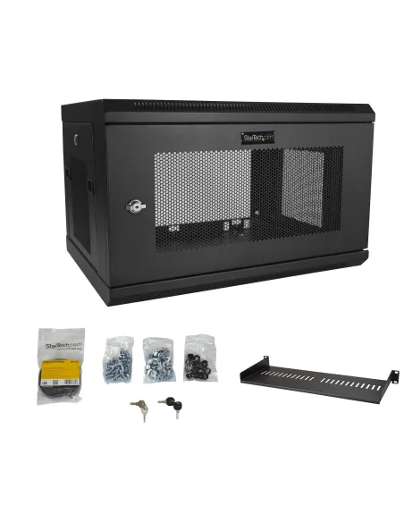 StarTech.com Armario Rack de Pared para Servidores 6U 19" 2 Columnas y Estante 1U - Rack de Servidores de Montaje en Pared -