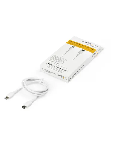 StarTech.com Cable Resistente USB-C a Lightning de 1 m Blanco - Cable de Sincronización y Carga USB Tipo C a Lightning con