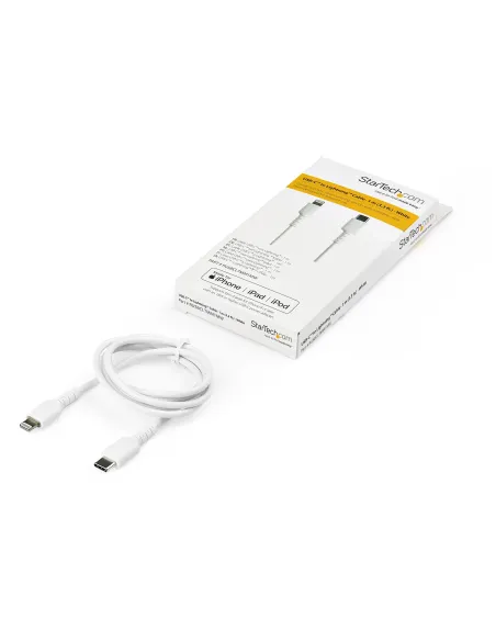 StarTech.com Cable Resistente USB-C a Lightning de 1 m Blanco - Cable de Sincronización y Carga USB Tipo C a Lightning con