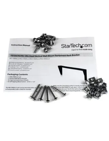 StarTech.com Abrazadera Bracket de Acero Vertical de Montaje en Pared para Rack de Servidores - 4U 19 Pulgadas