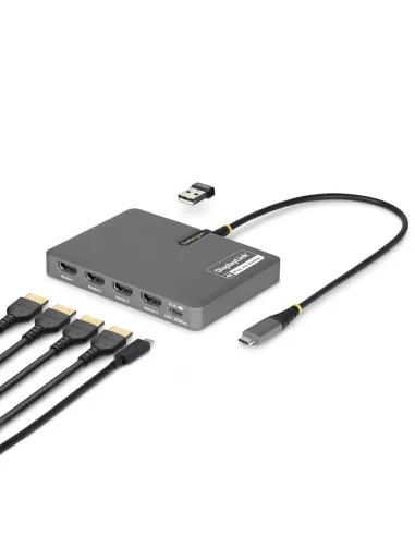 StarTech.com QUAD-USB-HDMI-ADAPT base para portátil y replicador de puertos Alámbrico USB 3.2 Gen 1 (3.1 Gen 1) Type-C Gris