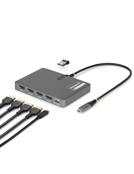 StarTech.com QUAD-USB-HDMI-ADAPT base para portátil y replicador de puertos Alámbrico USB 3.2 Gen 1 (3.1 Gen 1) Type-C Gris