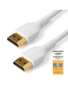 StarTech.com Cable HDMI 2.0 Certificado Premium de Alta Velocidad con Ethernet de 2m - Delgado - UHD 4K 60Hz - con Fibra de