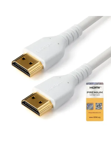StarTech.com Cable HDMI 2.0 Certificado Premium de Alta Velocidad con Ethernet de 2m - Delgado - UHD 4K 60Hz - con Fibra de