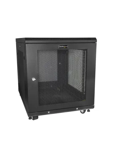 StarTech.com Armario Rack para Servidores 12U 19" 4 Columnas - Rack de Servidores con Cerradura y Seguro - Rack con Ruedas y
