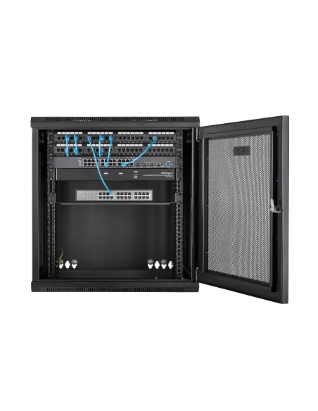 StarTech.com Armario Rack de Pared para Servidores 12U 19" 4 Columnas y Estante 1U - Rack de Servidores de Montaje en Pared con