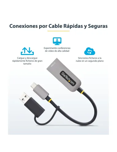 StarTech.com Adaptador de Red Ethernet USB Tipo C a RJ45 - Adaptador de Red USB-C con Conversor USB-A - NBASE-T - USB 3.1 -