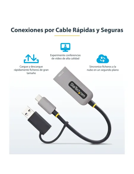 StarTech.com Adaptador de Red Ethernet USB Tipo C a RJ45 - Adaptador de Red USB-C con Conversor USB-A - NBASE-T - USB 3.1 -
