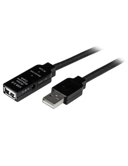 StarTech.com Cable 15m Extensión Alargador USB 2.0 Activo Amplificado - Macho a Hembra USB A - Negro