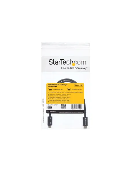StarTech.com Cable Thunderbolt 3 Pasivo de 50cm - 40Gbps - PD 100W - Vídeo 4K 5K - Cable Thunderbolt - Certificado Thunderbolt