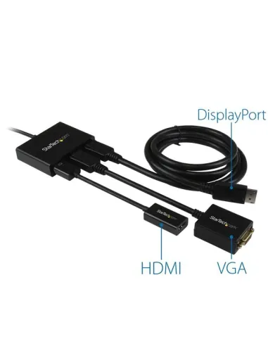 StarTech.com Hub MST de 3 Puertos DisplayPort 1.2 - Divisor Splitter DP de 3 Monitores - Adaptador DP a 2x DisplayPort 4K 30Hz