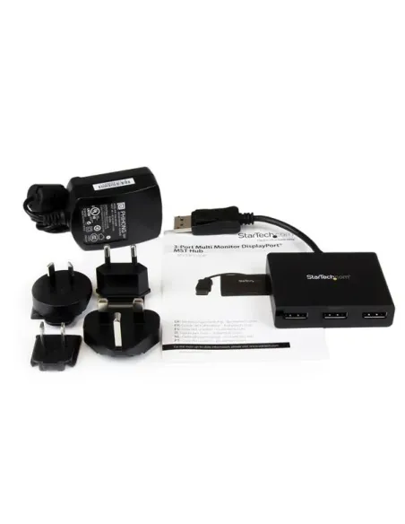 StarTech.com Hub MST de 3 Puertos DisplayPort 1.2 - Divisor Splitter DP de 3 Monitores - Adaptador DP a 2x DisplayPort 4K 30Hz