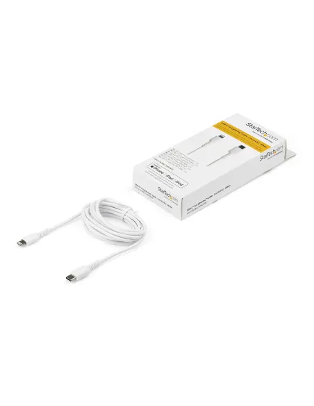 StarTech.com Cable Resistente USB-C a Lightning de 2 m Blanco - Cable de Sincronización y Carga USB Tipo C a Lightning con