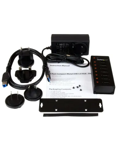 StarTech.com Concentrador USB 3.0 de 7 Puertos con Caja de Metal - 5Gbps - Hub de Sobremesa o Montaje en Pared