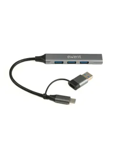 Ewent EW1154 hub de interfaz USB 3.2 Gen 1 (3.1 Gen 1) Type-A + Type-C Gris