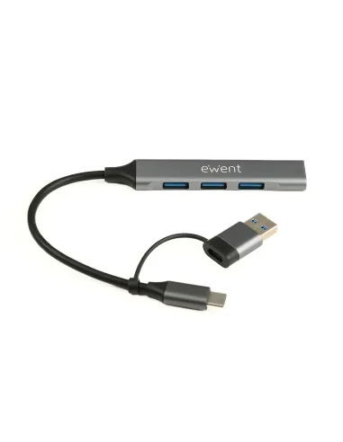Ewent EW1154 hub de interfaz USB 3.2 Gen 1 (3.1 Gen 1) Type-A + Type-C Gris