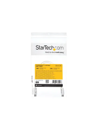 StarTech.com Cable Thunderbolt 3 Pasivo 50cm - 40Gbps - PD 100W - Vídeo 4K 5K - Cable Thunderbolt - Certificado Thunderbolt -