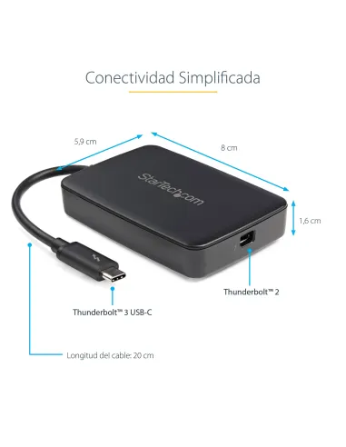 StarTech.com Adaptador Thunderbolt 3 a Thunderbolt 2 de Ordenador Portátil TB3 a Dispositivos TB2 o TB1 - No Reversible -