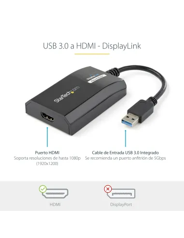 StarTech.com Adaptador USB 3.0 HDMI - Certificado con DisplayLink - 1920x1200
